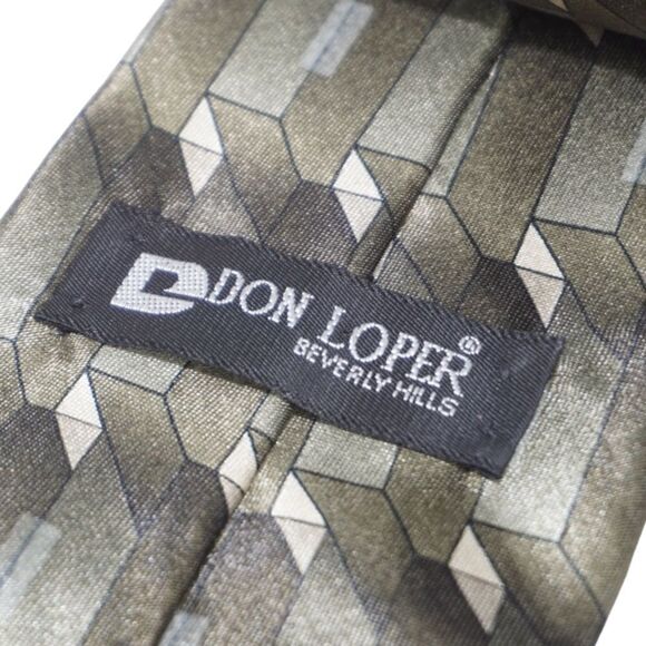 Don Loper Beverly Hills Green Sateen Geometric Tie - Picture 4 of 8